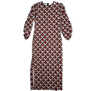 Zara Dress Womens XS Black Purple Geometric Print Midi Colorful Vlogger Favorite